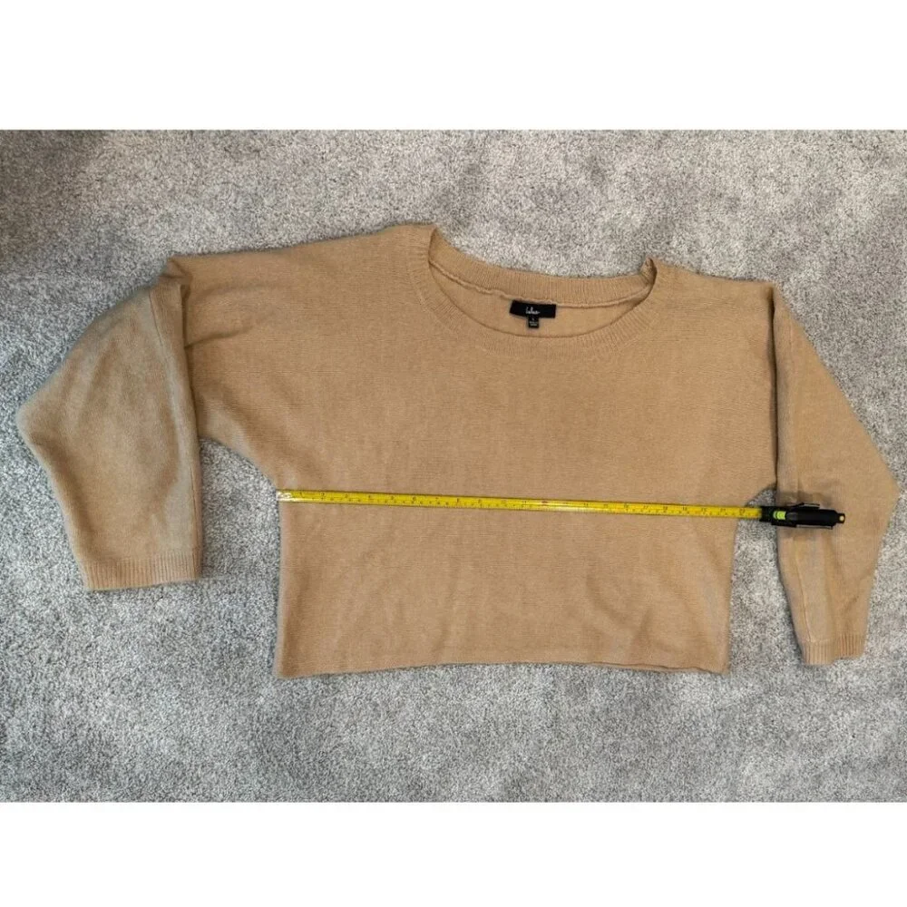 Women's Size Large Lulus Tan Knit Cropped Sweater Long Sleeve
